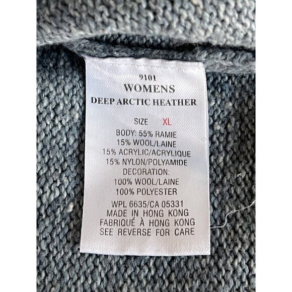 VTG Woolrich Women's Sz XL Aquifer Gray Blue Wool Blend 1/4 Zip Pullover Sweater - Picture 7 of 11